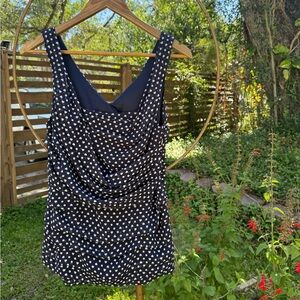 Y2K Heart Polka Dot Ruched Top – Retro Pinup Style - Size M